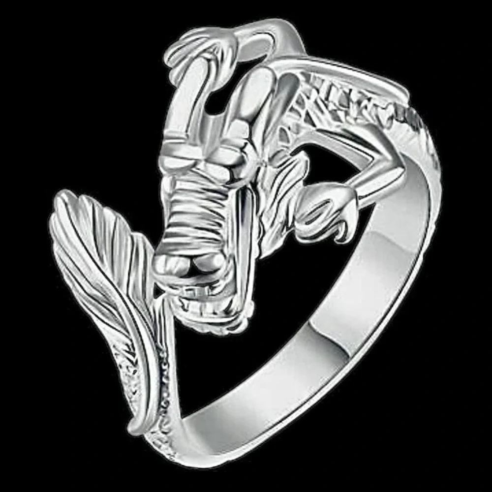 NEW STERLING SILVER DRAGON HEAD RING
